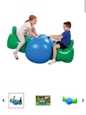 Kids Inflatable See-Saw Bouncy Ride-On - Blue and Green